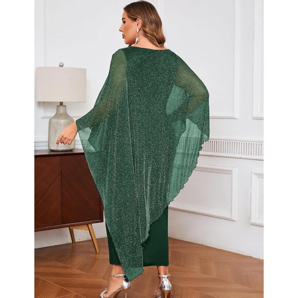 Plus Size Formal Dress Chiffon or Mesh Overlay Elegant Evening Gown - Picture 2 of 6